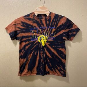 Men’s XL NFL LA Los Angeles Rams Junk Food Upcycled Bleached Tie Dye Shirt